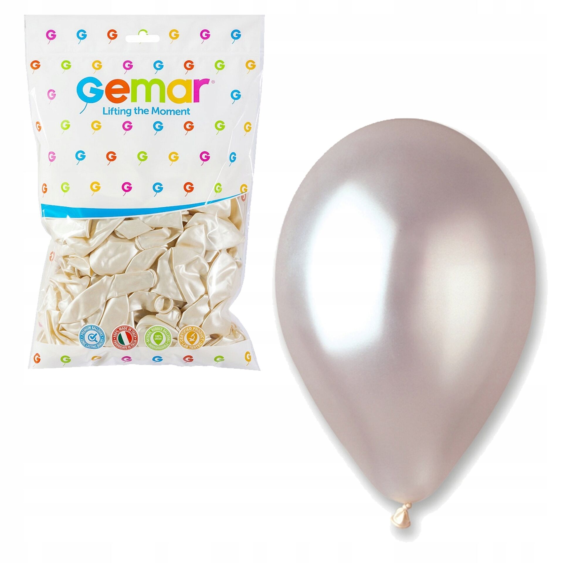 Gemar Balon Metalik İnci Beyaz Sedef 11'' 100 Lü Paket