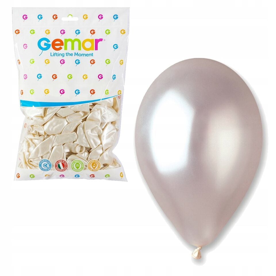 Gemar Balon Metalik İnci Beyaz Sedef 11'' 100 Lü Paket
