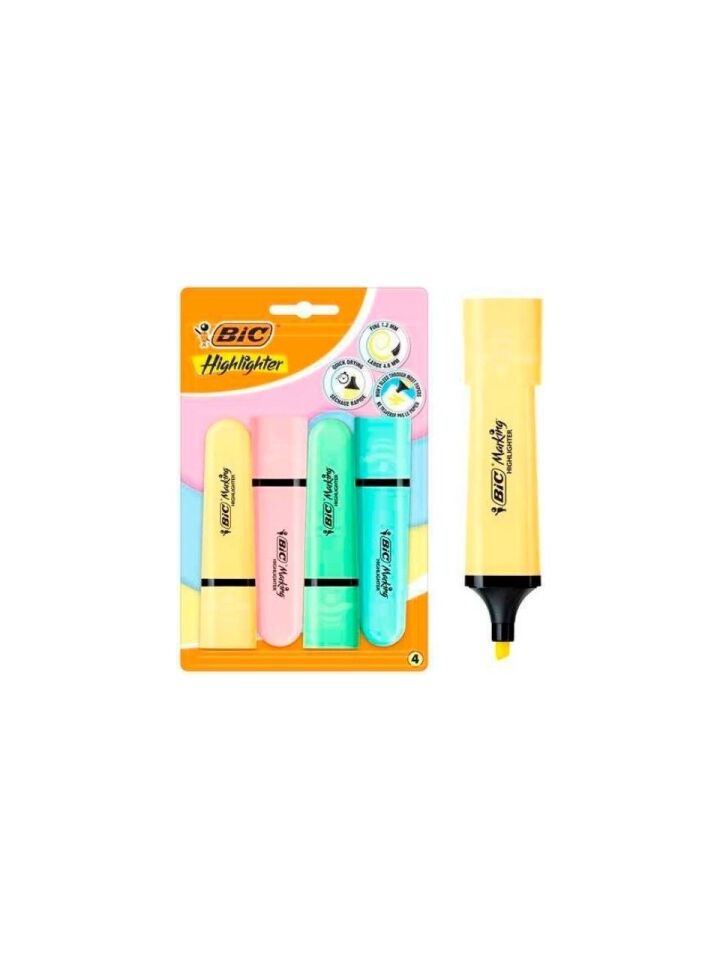 Bic Marking Flat Higlighter 4 Lü Blister Pastel Ka