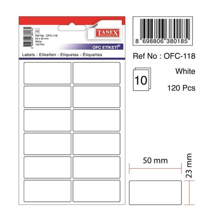 Tanex Ofc-118 BEyaz Ofis Etiketi 23x50 Mm