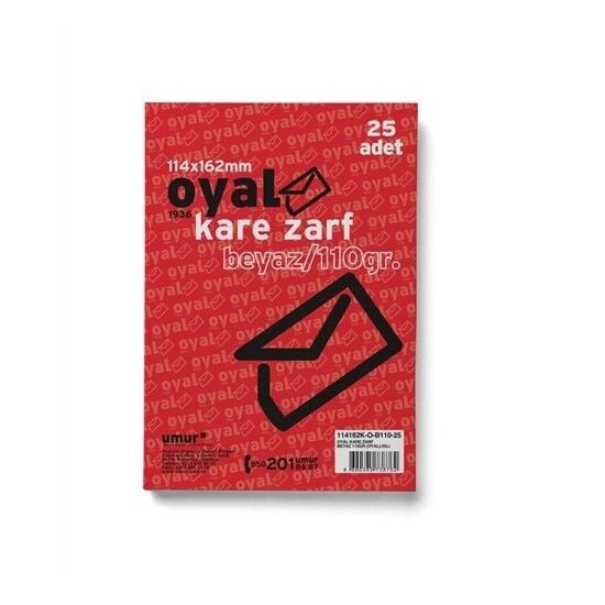 Oyal Kare Zarf 11x16 Beyaz 110 Gr 25 Li