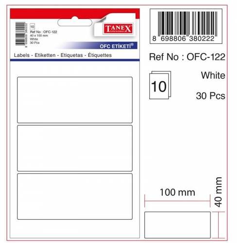 Tanex Ofc-122 Beyaz Ofis Etiketi 40x100 Mm