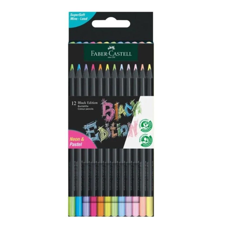 Faber-Castell Black Edition Boya Kalemi 12 Li Neon Pastel