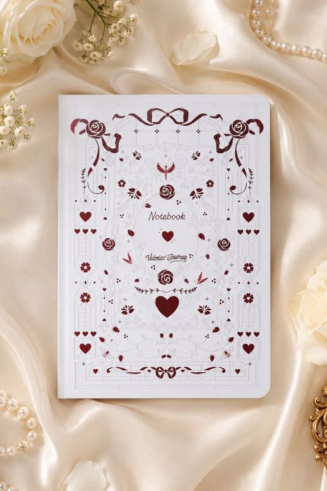 Victorias Journals Amour Vegan Deri Sert Kapak Defter A5 100 Gr 96 Yaprak Çizgili Kutulu Beyaz