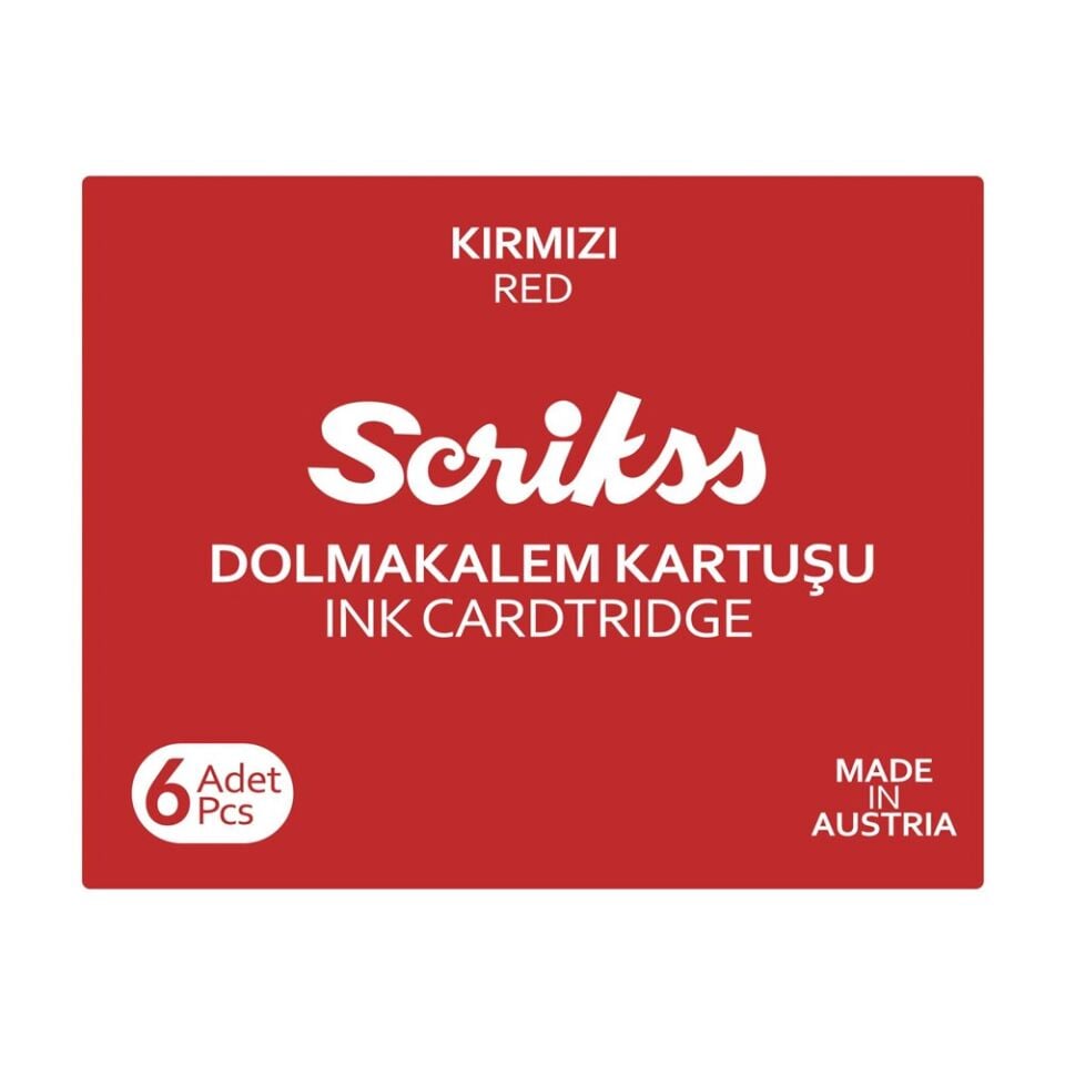 Scrikss Dolma Kalem Kartuşu Kırmızı 6 Lı Paket