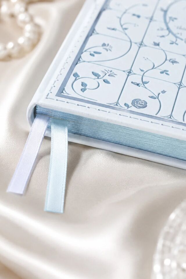 Victorias Journals Fleur Vegan Deri Sert Kapak Defter A5 120 Gr 80 Yaprak Noktalı Kutulu Mavi
