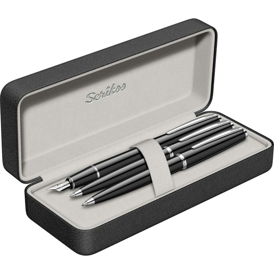 Scrikss 33 Dolmakalem - Tükenmez Kalem - Versatil 3 Lü Set Siyah