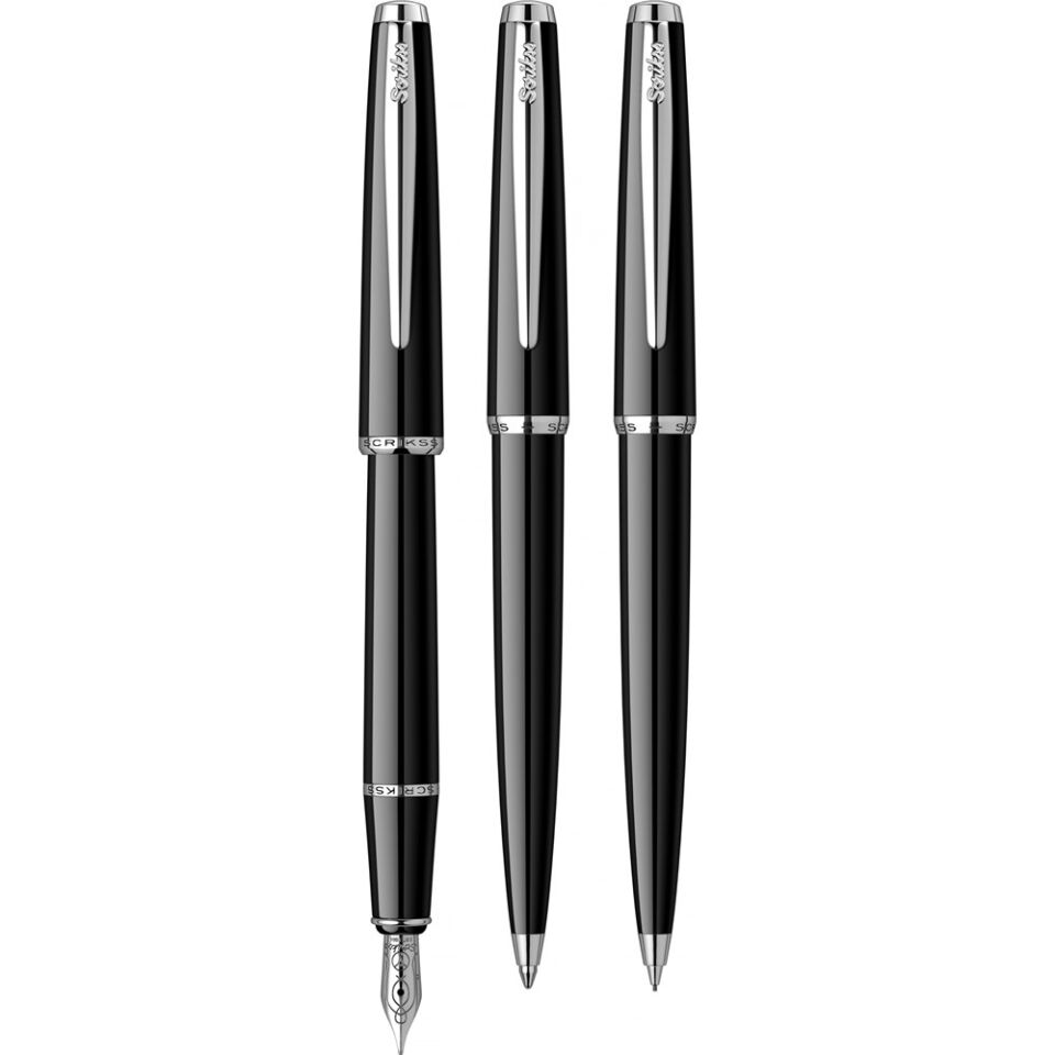 Scrikss 33 Dolmakalem - Tükenmez Kalem - Versatil 3 Lü Set Siyah