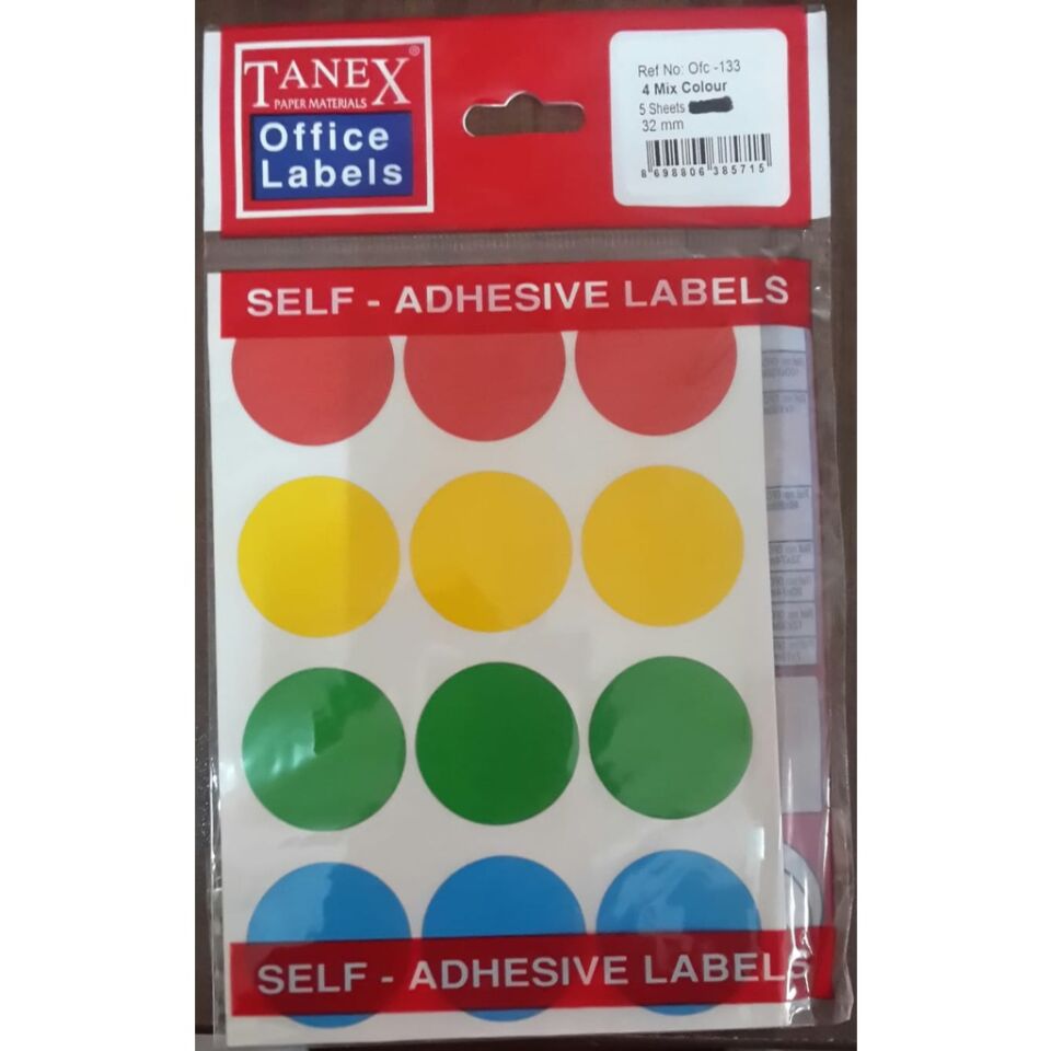 Tanex Ofc-133 Mix Color Ofis Etiketi 32 Mm