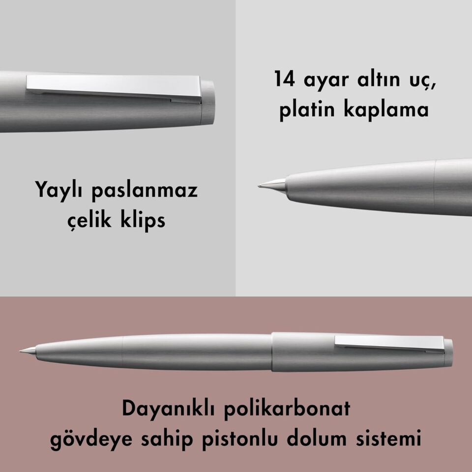 Lamy 2000 Dolma Kalem Çelik Gövde 14K Altın M Uç
