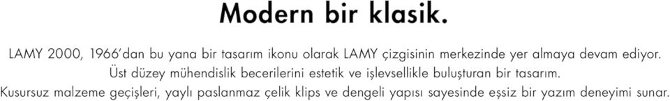 Lamy 2000 Dolma Kalem Çelik Gövde 14K Altın M Uç