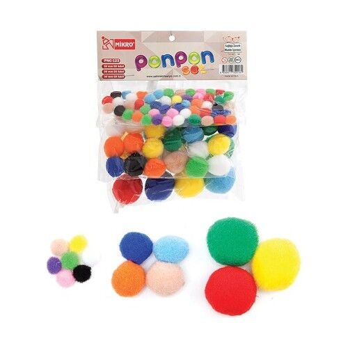 Mikro Pnc-123 Ponpon Set 10 Mm 50 Ad 20 Mm 25 Ad 30 Mm 10 Ad