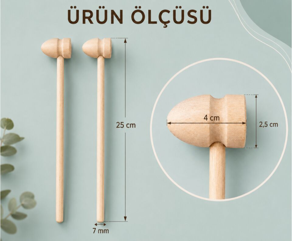 Emin İş Eğitimi Ahşap Ritim ve Tokmak 25 Cm 2 Li