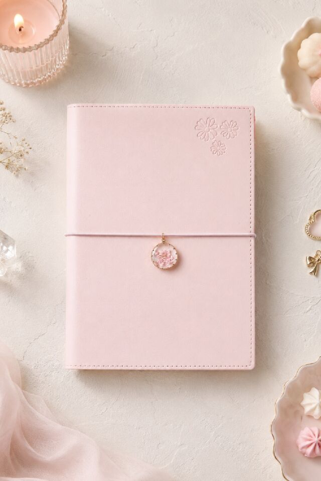 Victoria'S Journals Charm Çiçek Defter A5 96 Yaprak 100 Gr Ivory Noktalı Pembe