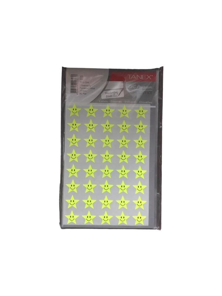 Tanex Tnx-304 17 Mm Flo Sarı Gülen Yıldız Etiket 2 Ad