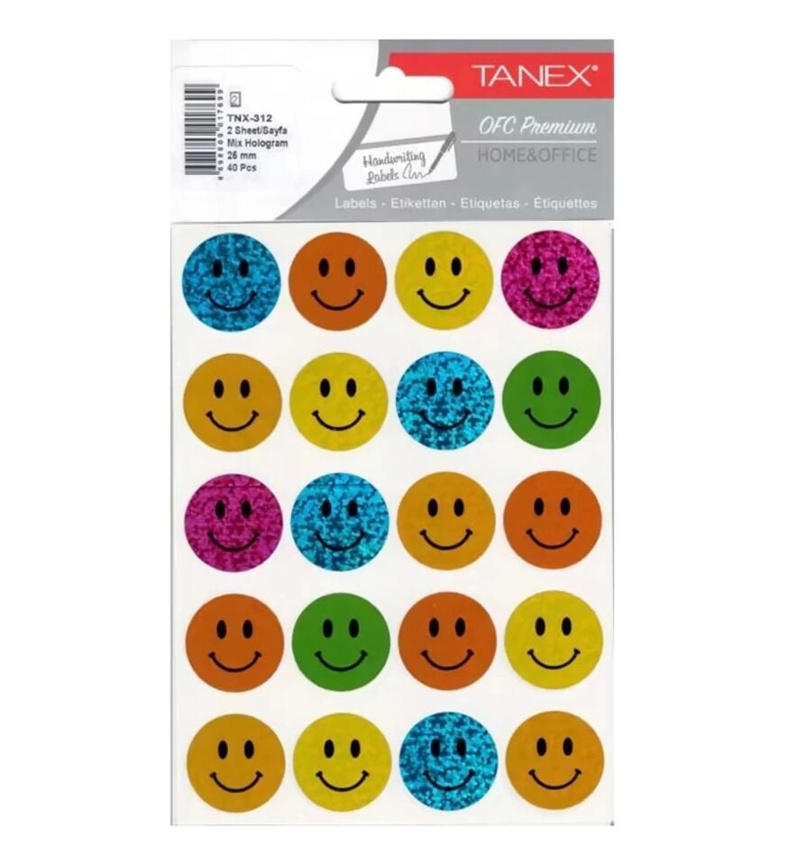 Tanex Tnx-312 25Mm Mix Hologram Gülen Yüz Etiketi