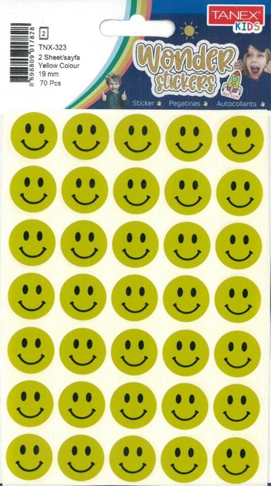 Tanex Tnx-323 19Mm Sarı Gülen Yüz Etiketi