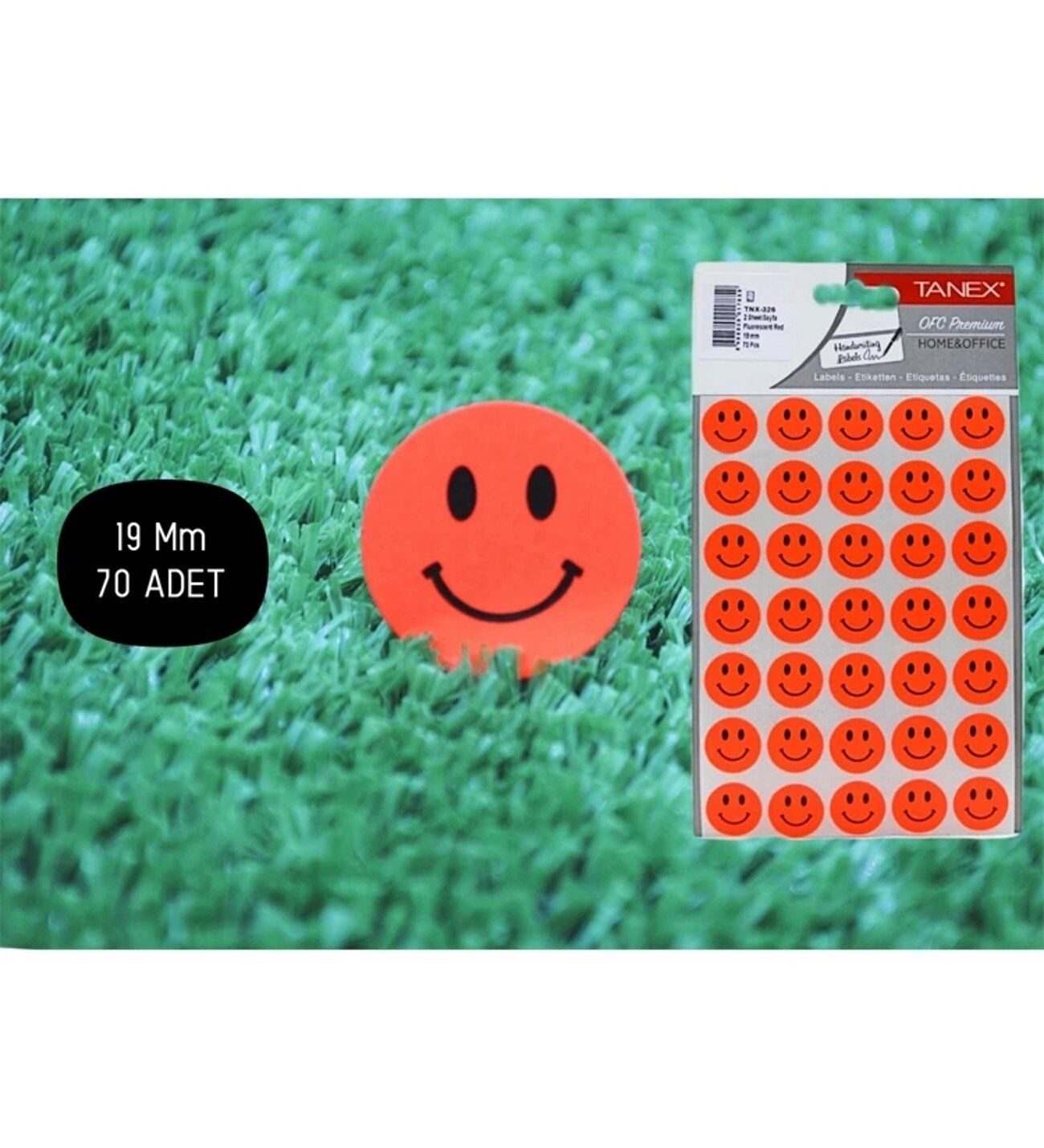 Tanex Tnx-326 19 Mm Flo Kırmızı Gülen Yüz Etiketi2 Ad