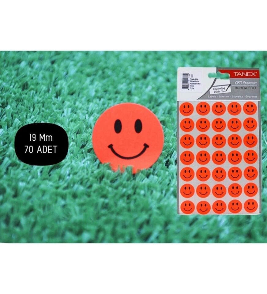 Tanex Tnx-326 19 Mm Flo Kırmızı Gülen Yüz Etiketi2 Ad