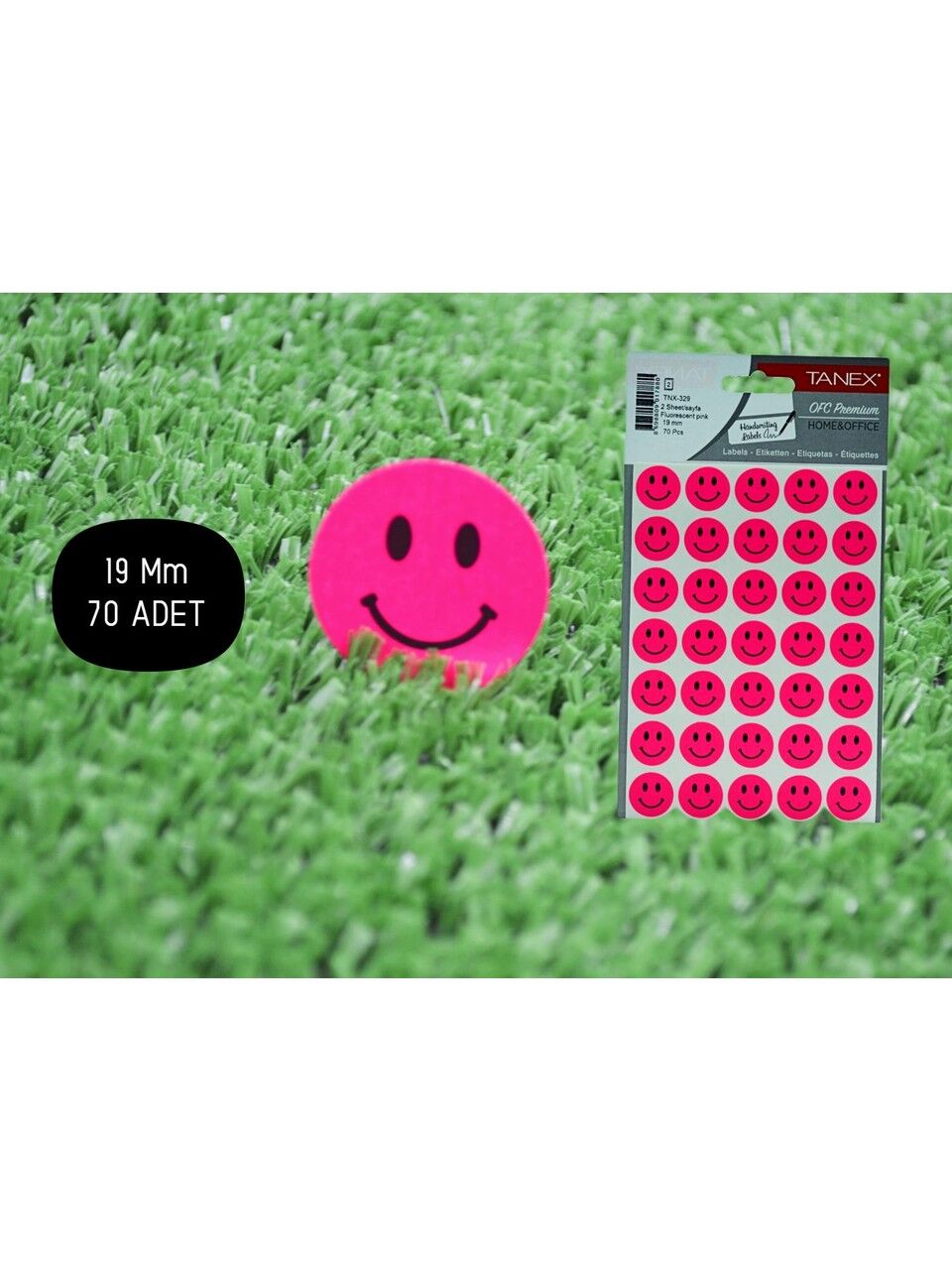 Tanex Tnx-329 19 Mm Flo Pembe Gülen Yüz Etiket