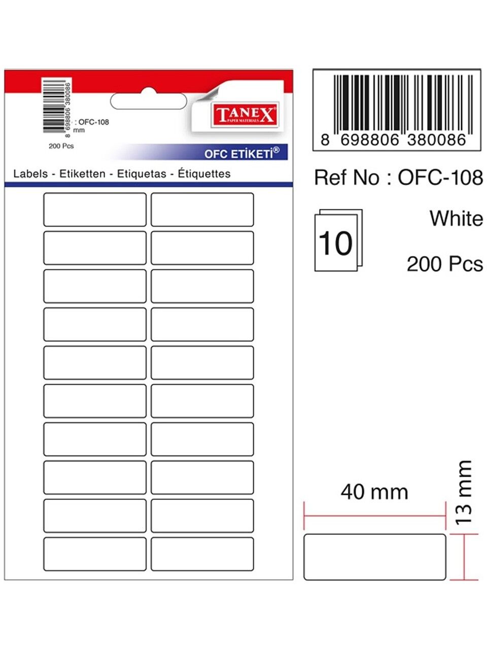 Tanex Ofc-108W Ofis Etiketi İsim Etiketi