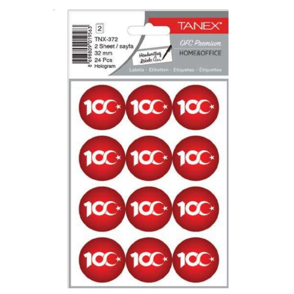 Tanex Tnx-372 32 Mm 100. Yıl Logolu Hologram Etikei