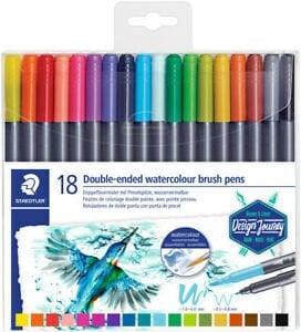 Staedtler 3001 Tb18 Çift Uçlu Watercolor Brush Keçeli Kalem 1.0-6.0 / 0.5-0.8 Mm 18 Li