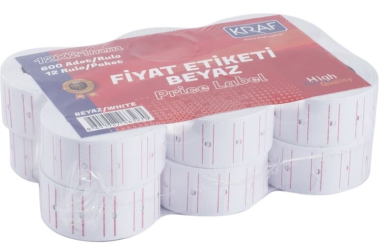 Kraf Motex Etiket 12X21 Mm Beyaz Çizgili 12 Li
