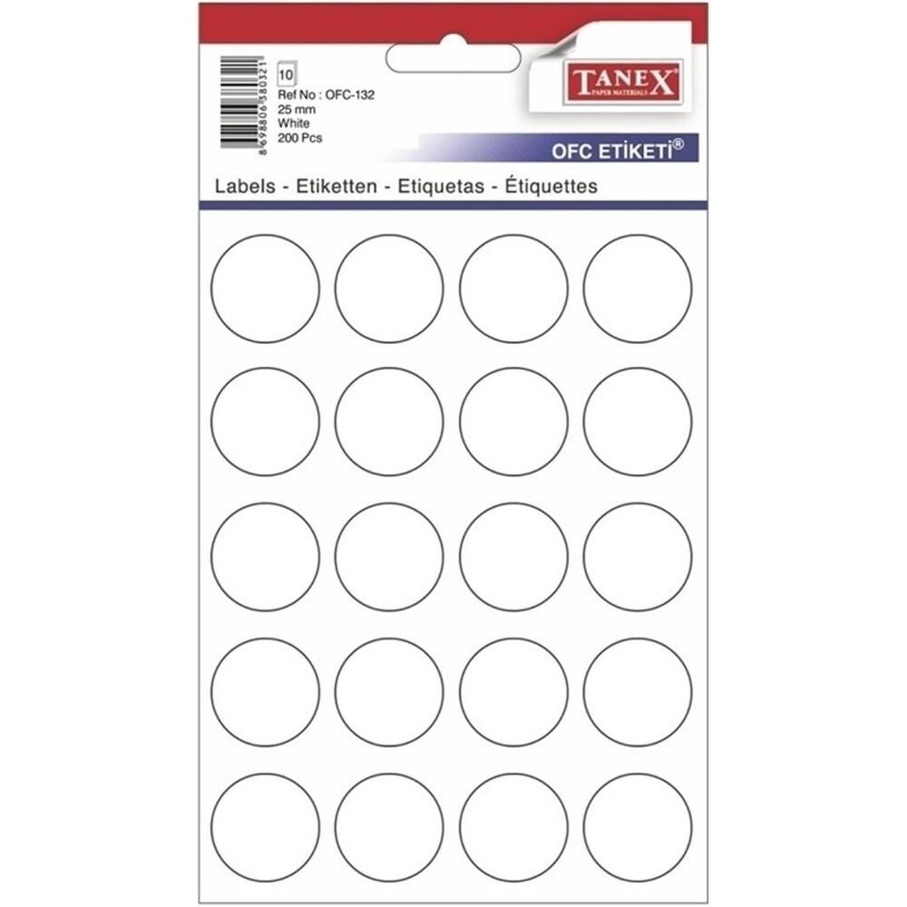 Tanex Ofc-132 Beyaz Ofis Etiketi 25 Mm