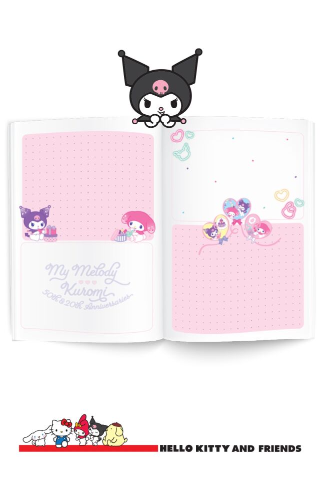 Victorias Journals Kuromi Vegan Deri Mıknatıslı Günlük 13x18 Cm 224 Yaprak Defter