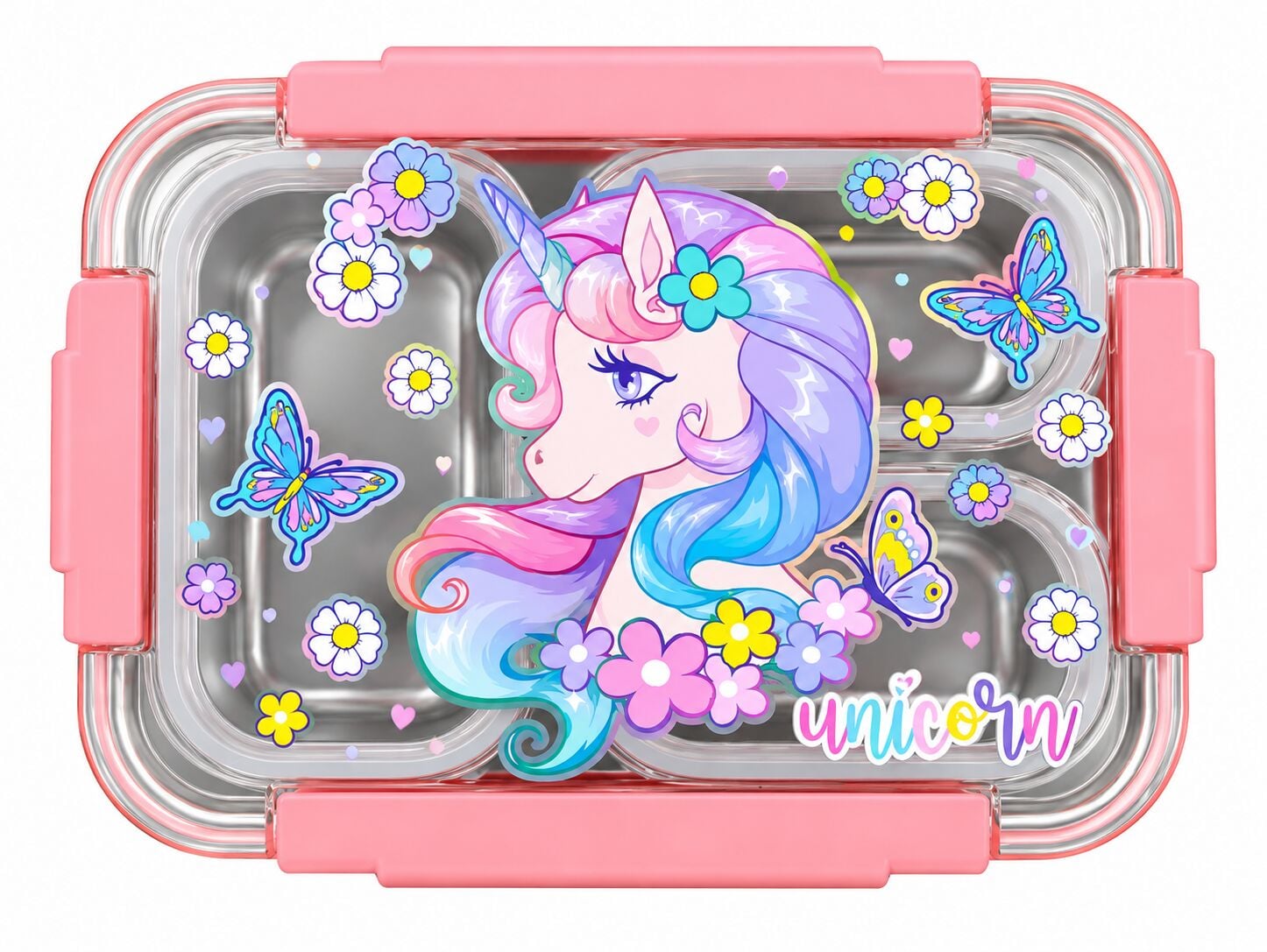 Dreamvest Çiçekli Unicorn Çelik Beslenme Kabı 710 Ml