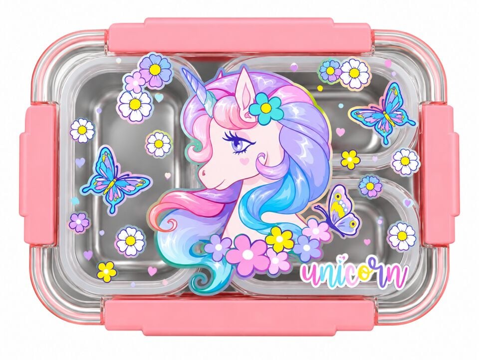 Dreamvest Çiçekli Unicorn Çelik Beslenme Kabı 710 Ml