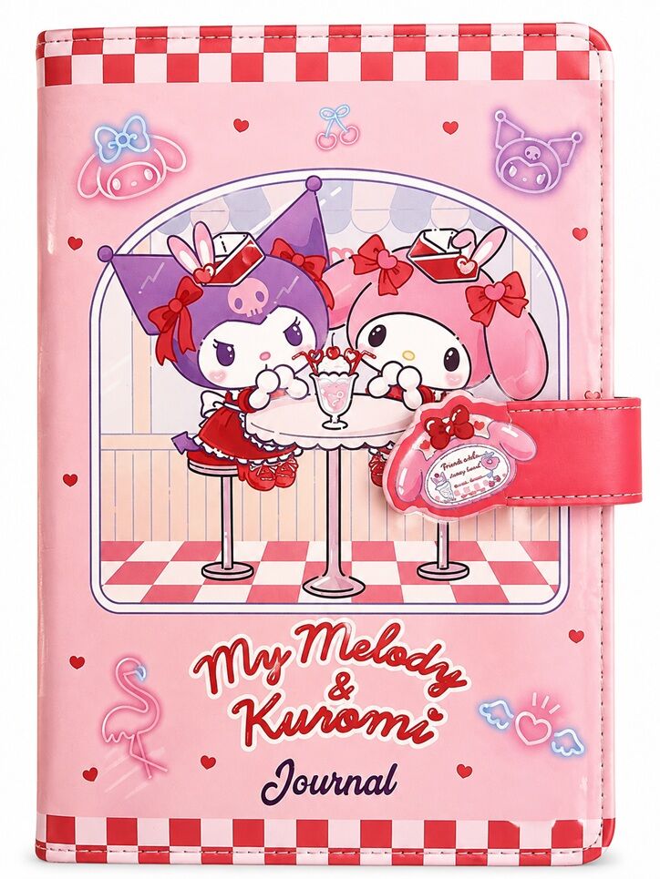 Victorias Journals Kuromi Melody Deri Mıknatıslı Günlük 13x18 Cm 224 Yaprak Defter