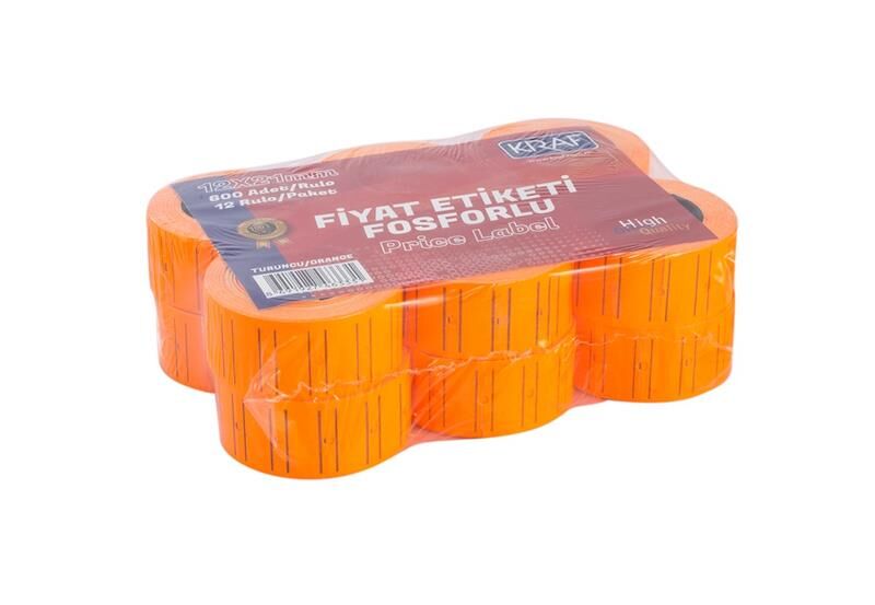 Kraf Motex Etiket 12X21 Mm Fosforlu Turuncu 12 Li