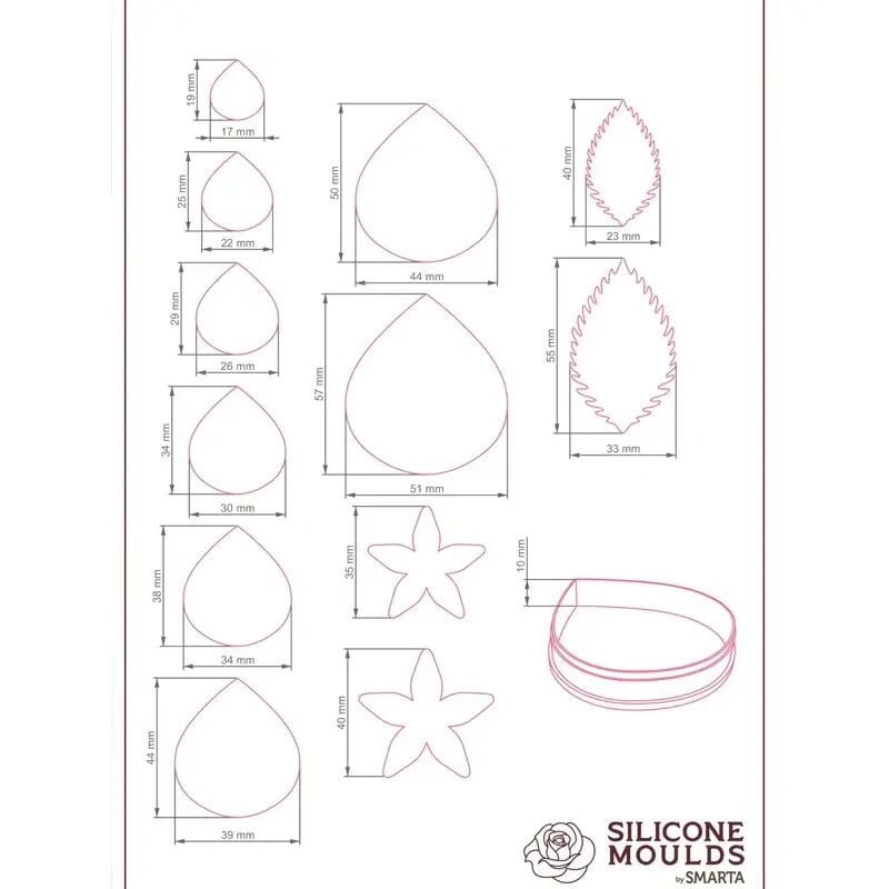 Nureart Çiçekler Gül Yaprak Silikon Kalıp Sk1013023