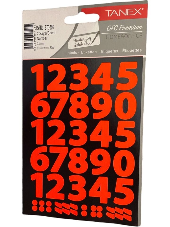 Tanex Stc-556 23 Mm Flo Kırmızı Rakam Etiketi