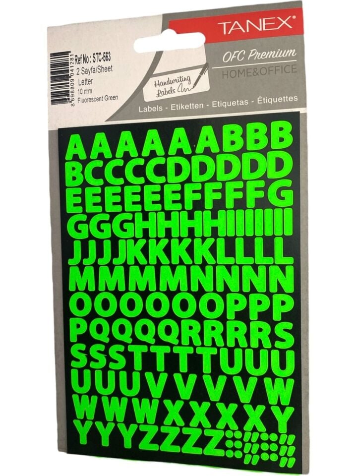 Tanex Stc-563 10 Mm Flo Yeşil Harf Etiketi