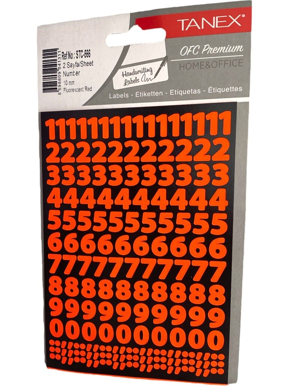 Tanex Stc-566 10 Mm Flo Kırmızı Rakam Etiketi