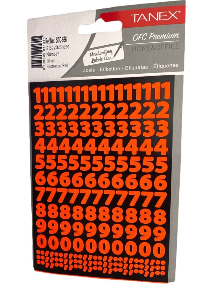 Tanex Stc-566 10 Mm Flo Kırmızı Rakam Etiketi