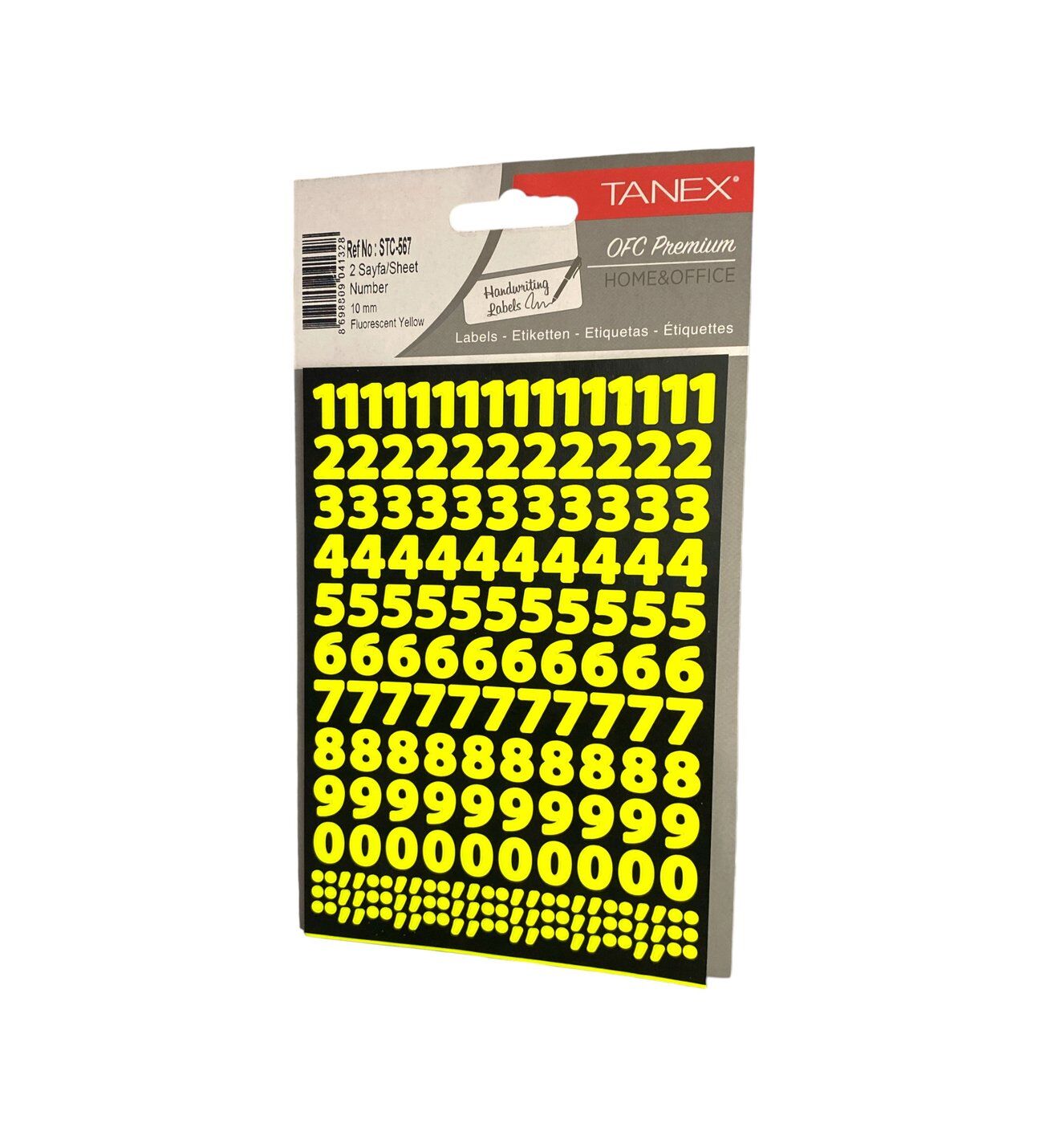 Tanex Stc-567 10 Mm Flo Sarı Rakam Etiketi