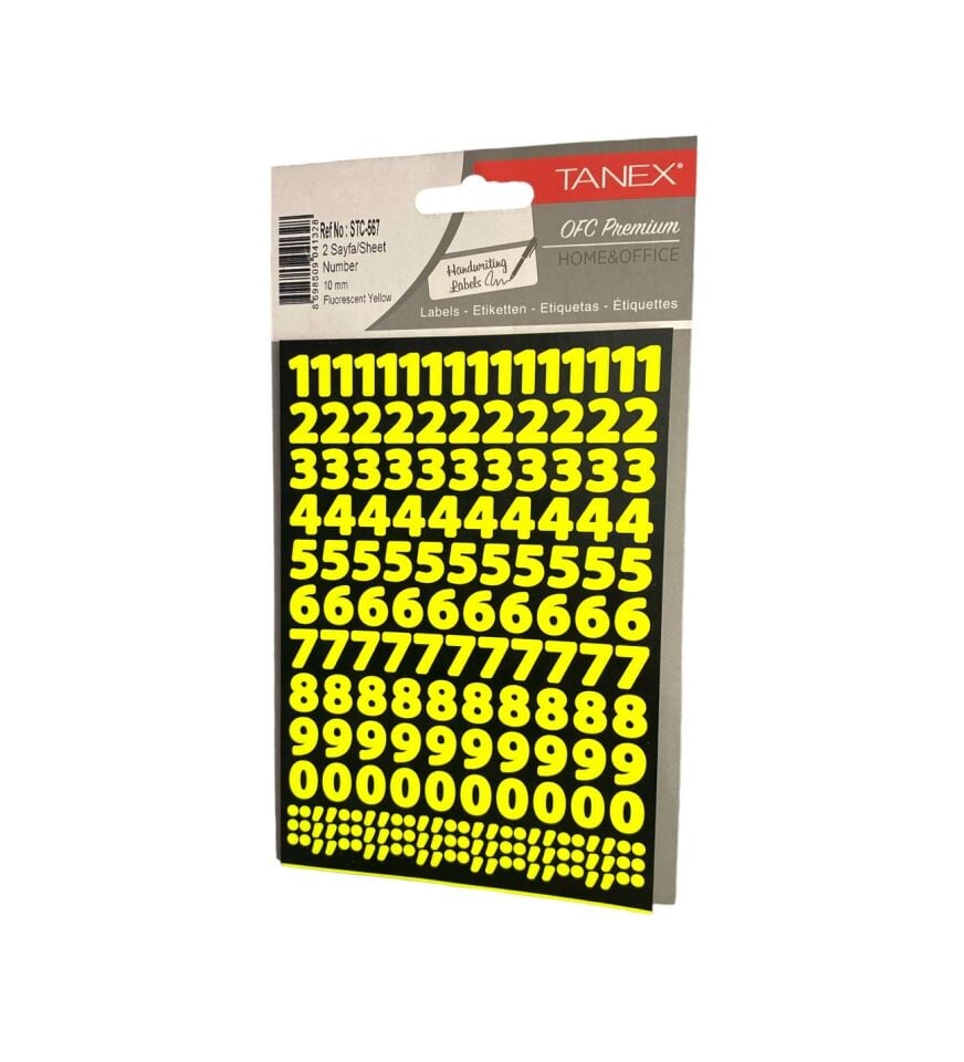 Tanex Stc-567 10 Mm Flo Sarı Rakam Etiketi