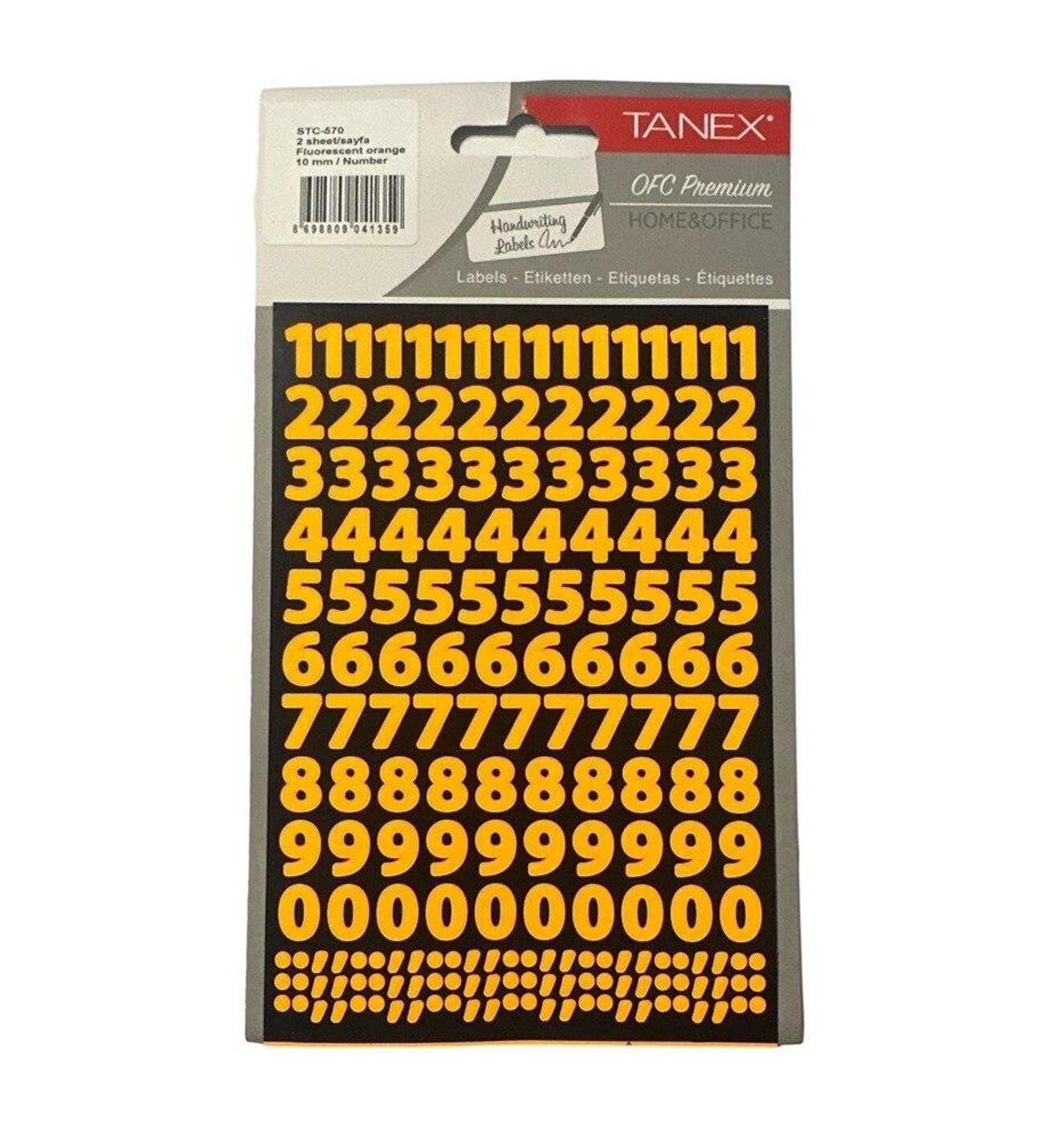 Tanex Stc-570 10 Mm Flo Turuncu Rakam Etiketi