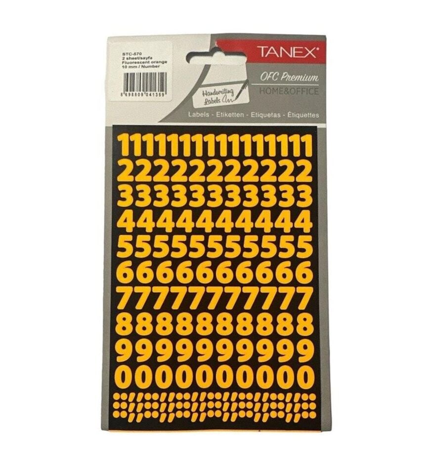Tanex Stc-570 10 Mm Flo Turuncu Rakam Etiketi