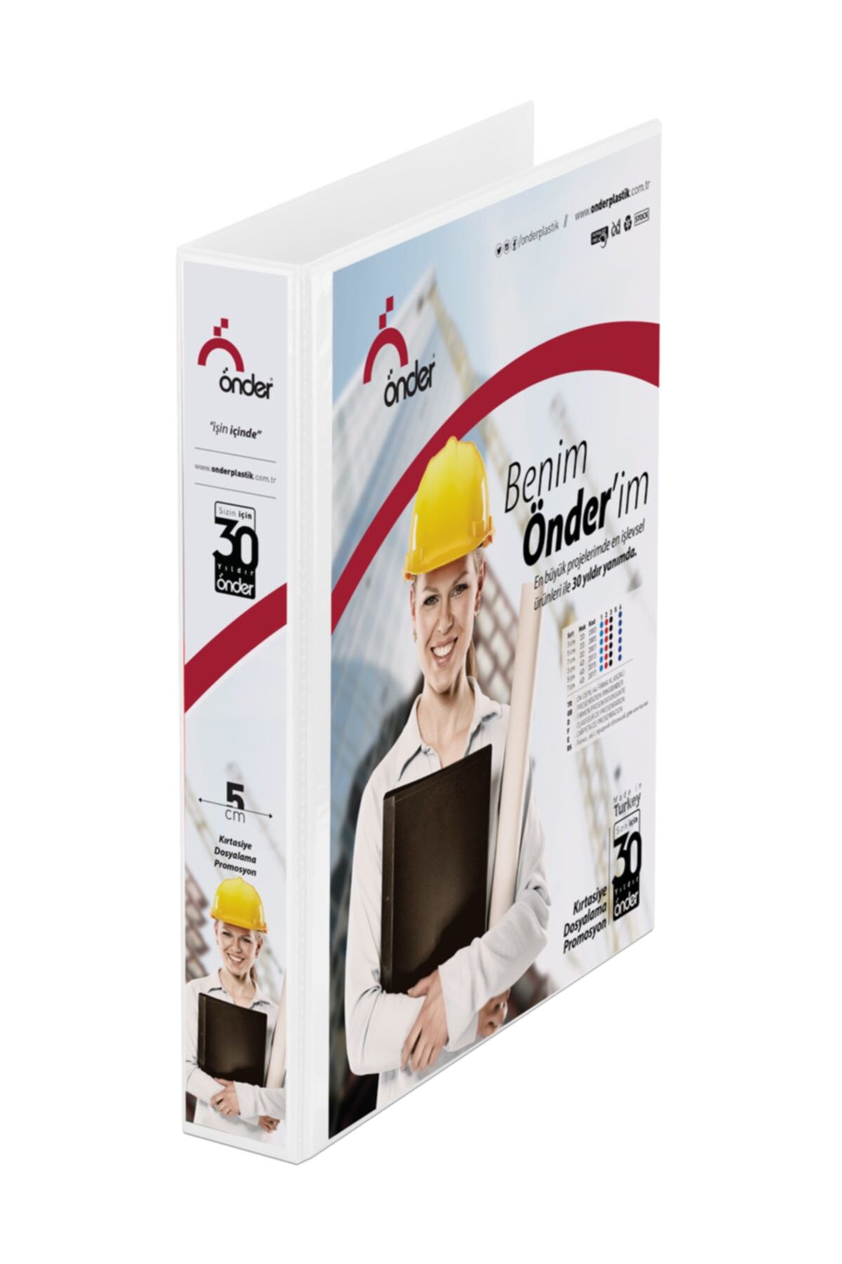 Önder Pvc A4 Firma Klasörü 5 Cm 4D İç Cepli Beyaz