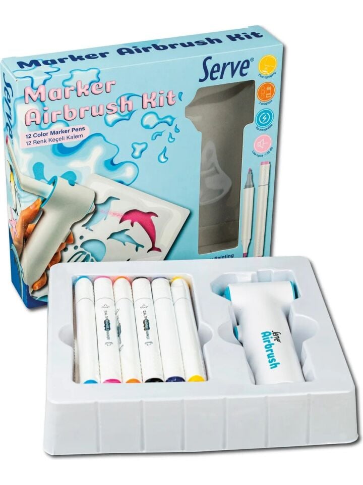 Serve Keçeli Kalem 12 Renk Boyama Makinası