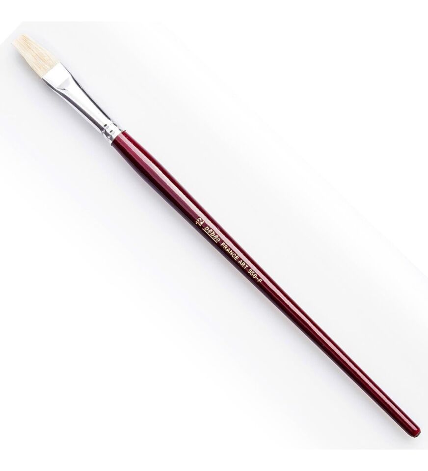 Pebeo Fırça No: 12 Beyaz Doğal Kıl Kırmızı Kısa Sap