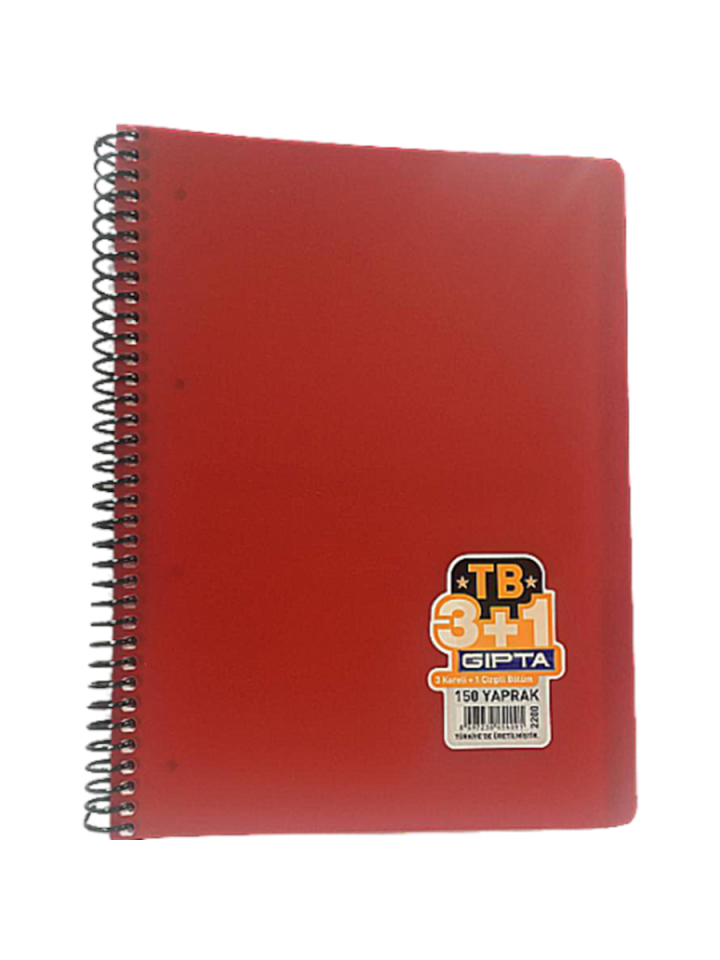 Gıpta Tb Spiralli Sert Pp Kapak A4 150 Yaprak 3+1 Defter