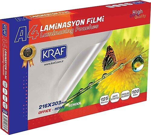 Kraf Laminasyon Filmi Parlak A4 125 Micron 100 Lü 2124