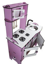 Okutan Ahşap Çocuk Oyun Mutfak Pembe