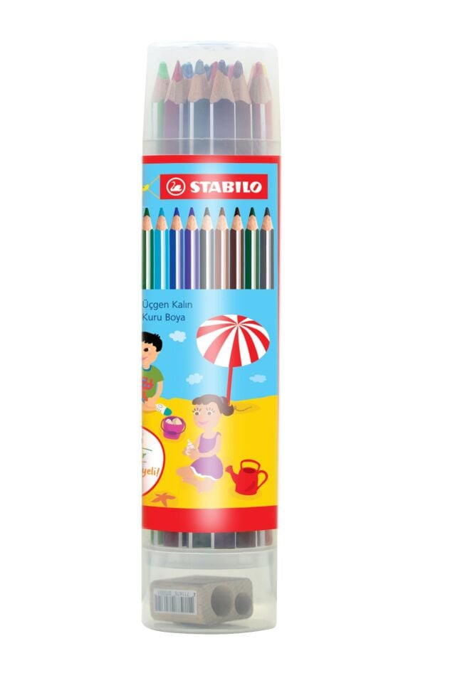 Stabilo Trio Thick Üçgen Kalın Kuru Boya Kalemi 18 Li Plastik Tüp